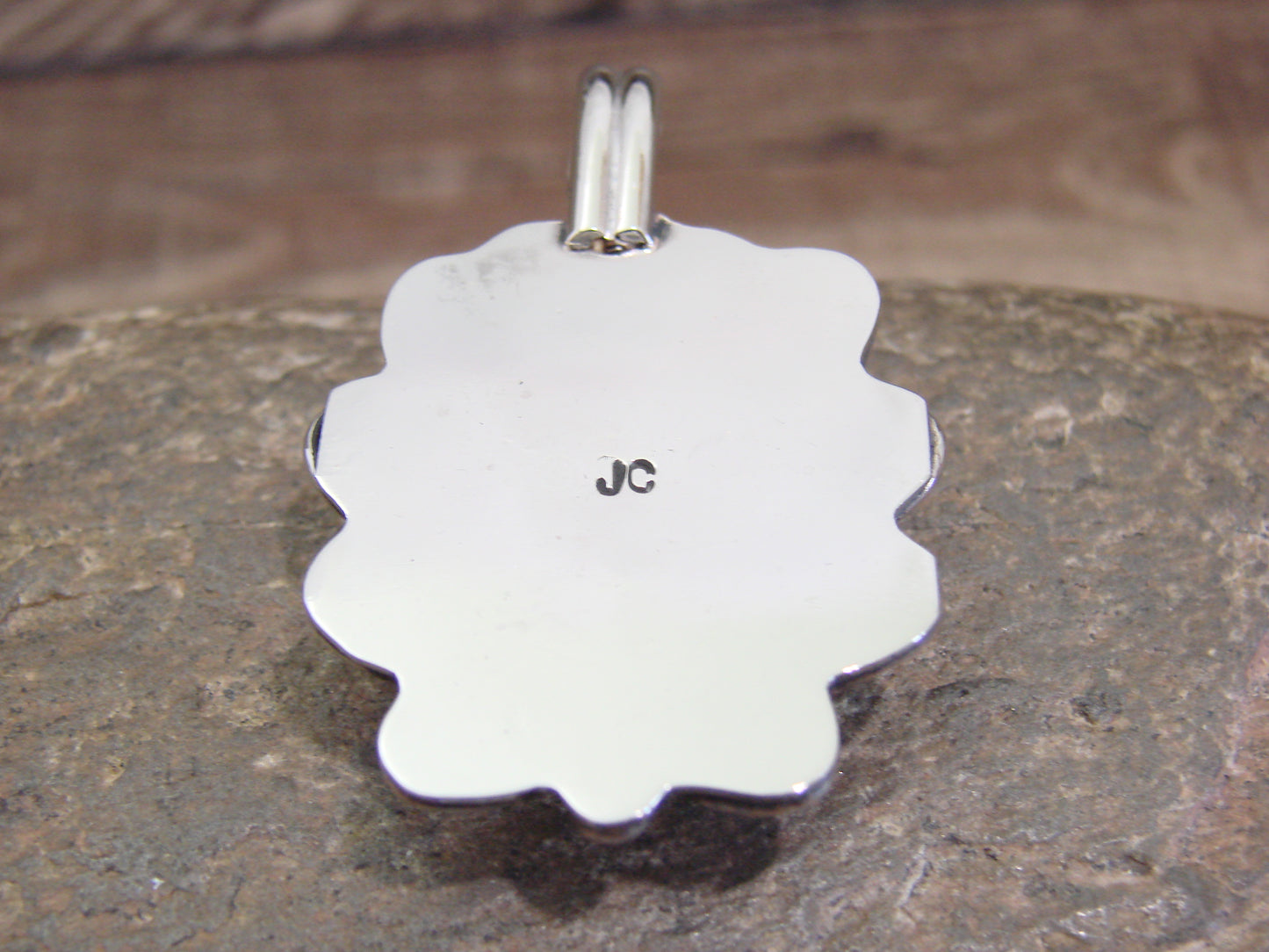 Native American Nickel Silver & Turquoise Howlite Pendant - Cleveland