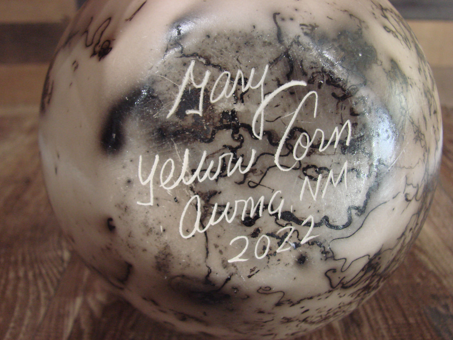 Native American Acoma Hand Etched Horse Hair Pottery by Yellow Corn