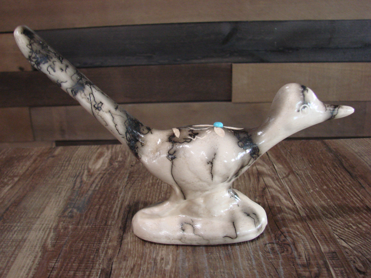 Native American Pottery Horse Hair Road Runner Sculpture by Vail