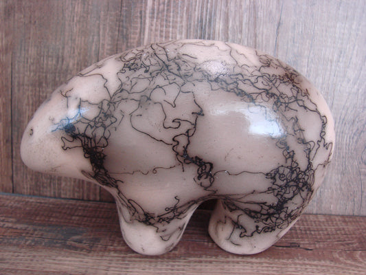 Navajo Pottery Horse Hair Bear Sculpture by Vail