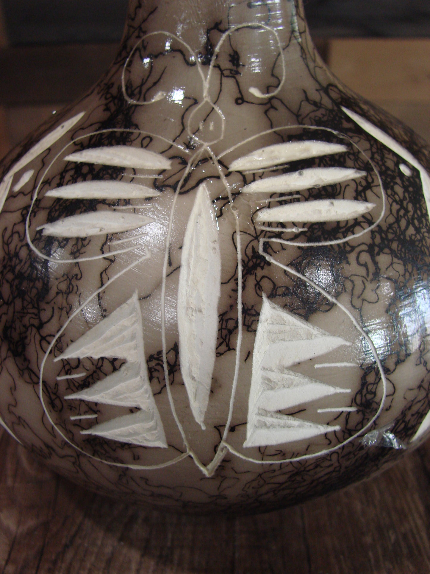 Native American Navajo Indian Horse Hair Pottery by T Vail