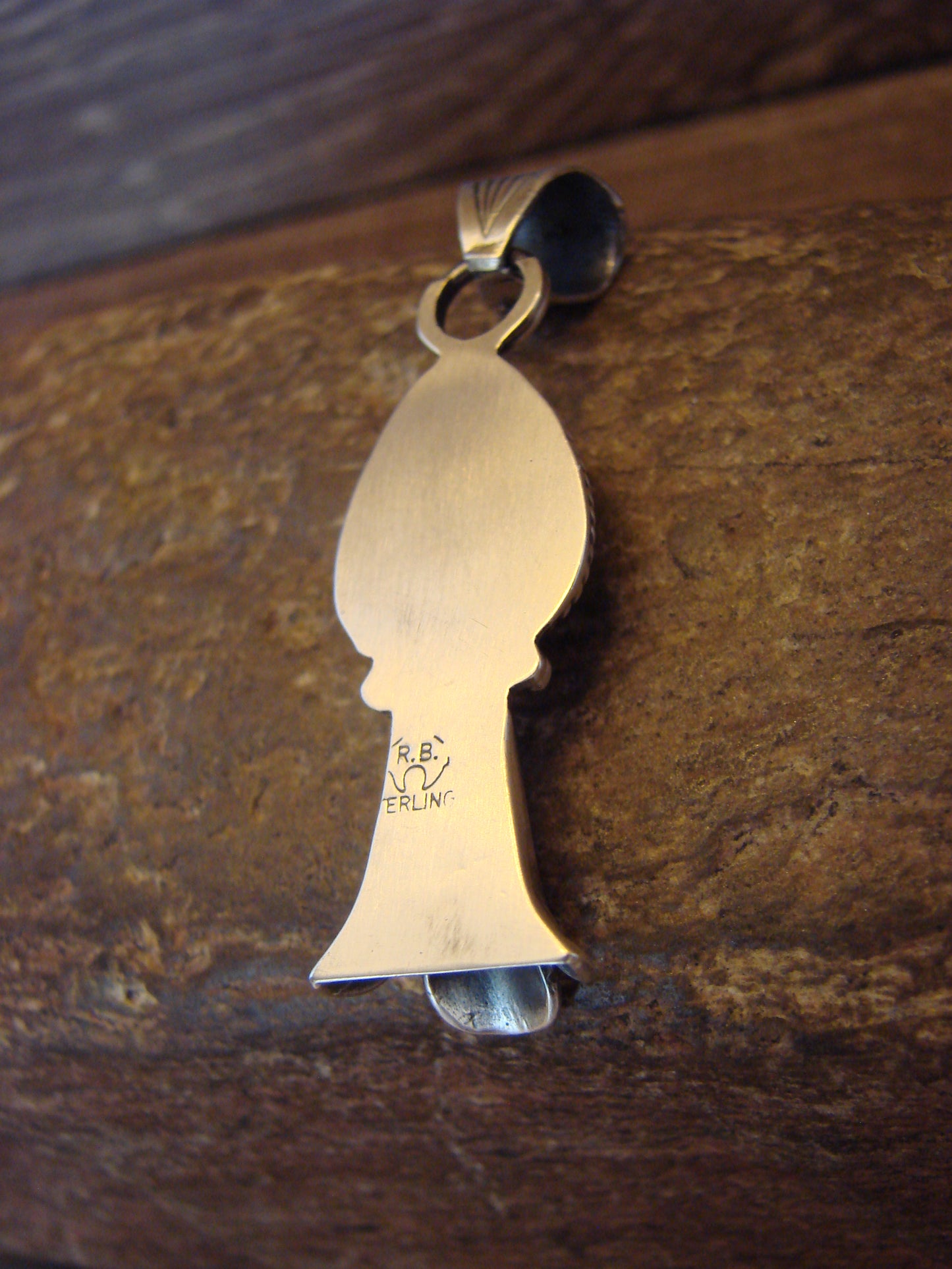 Native American Sterling Silver & Turquoise Squash Blossom Pendant by Betone