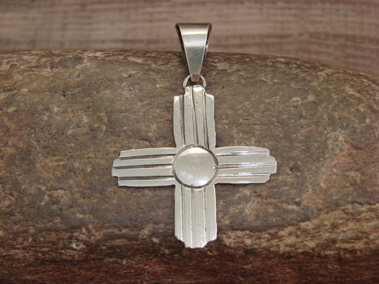 Native American Navajo Indian Sterling Silver Zia Pendant by Platero