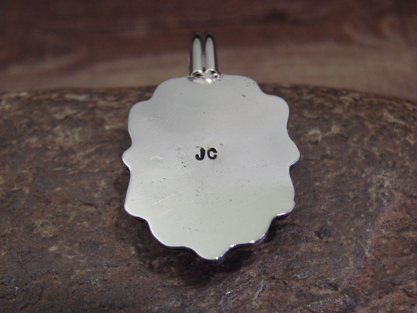 Native American Nickel Silver & Turquoise Howlite Pendant - Cleveland