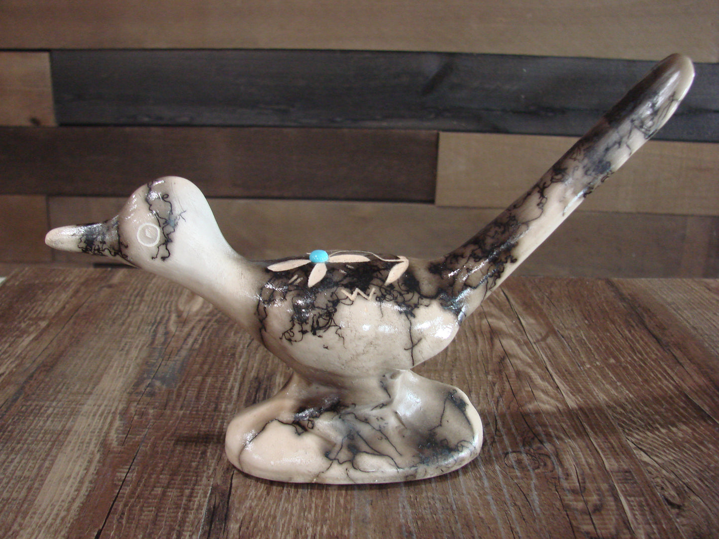 Native American Pottery Horse Hair Road Runner Sculpture by Vail