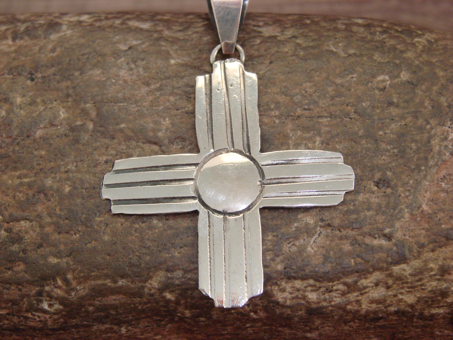 Native American Navajo Indian Sterling Silver Zia Pendant by Platero
