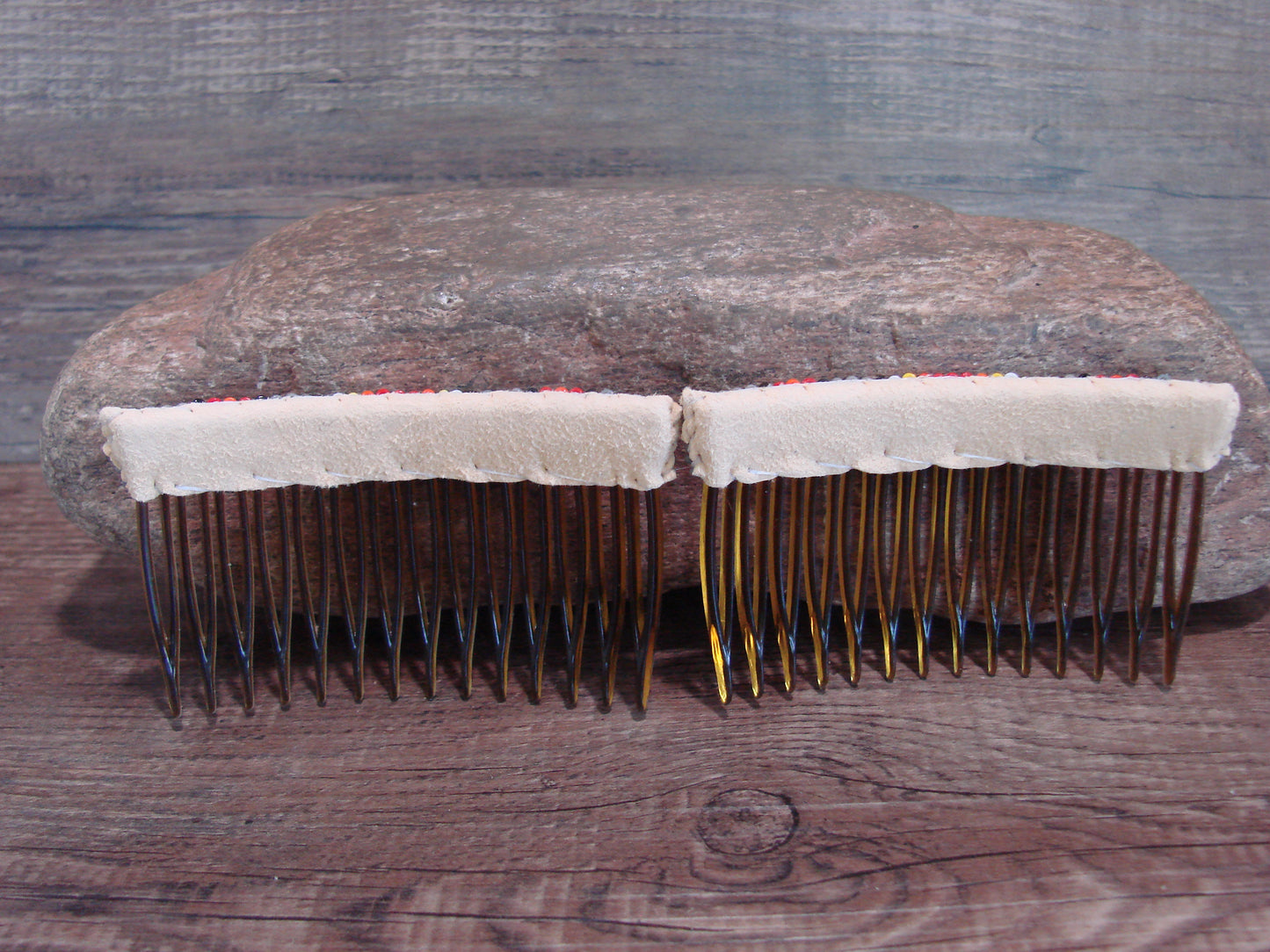 Native American Navajo Indian Hand Beaded Hair Comb Set by Cleveland