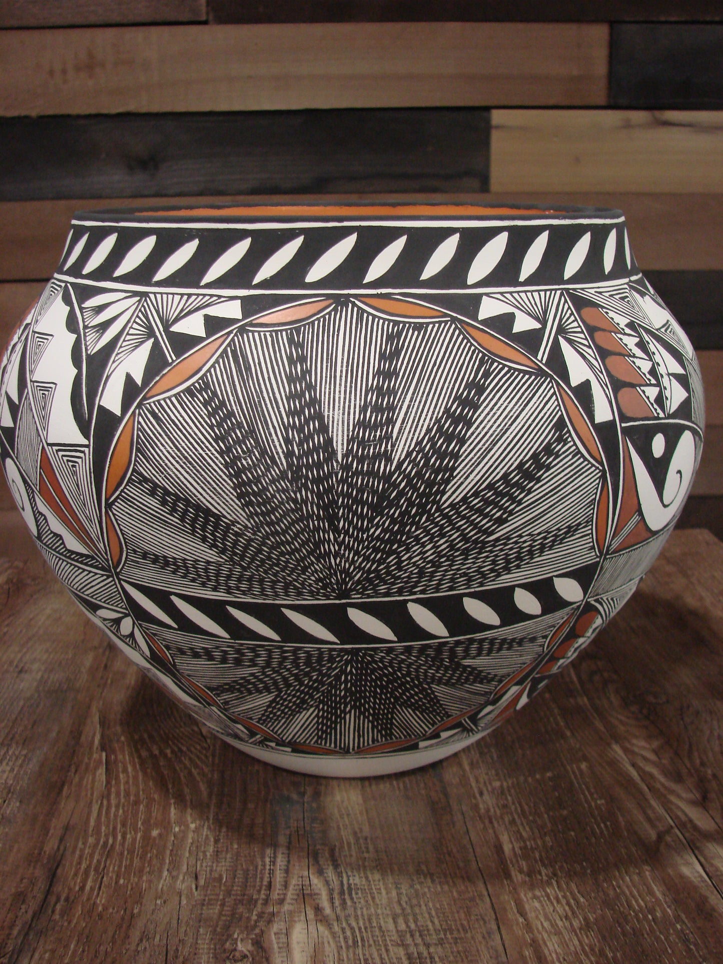 Native American Acoma Fine Line Hand Painted Pottery by R. Trujillo