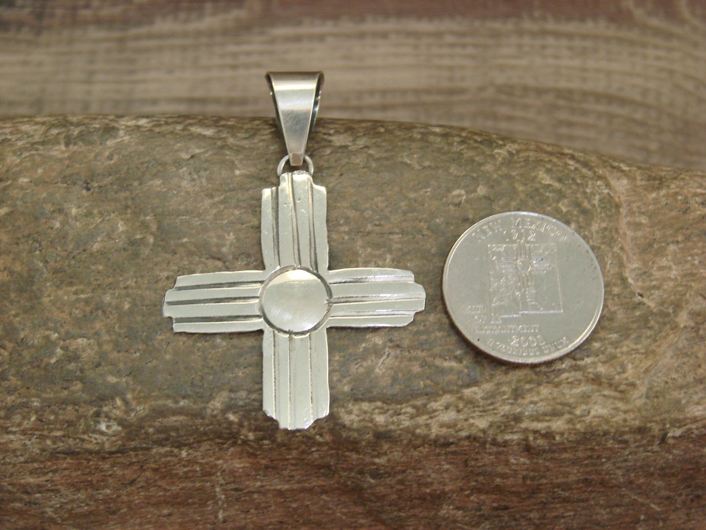 Native American Navajo Indian Sterling Silver Zia Pendant by Platero