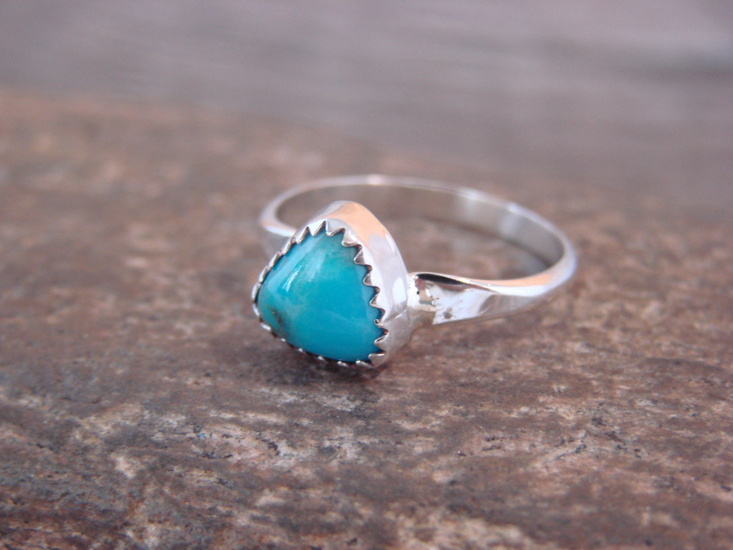 Native American Sterling Silver & Turquoise Ring by Smith - Size 6.5