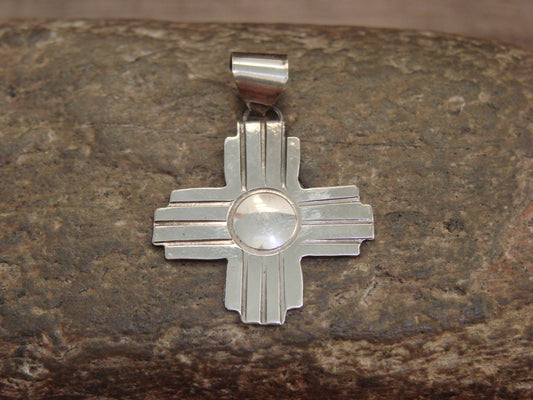 Native American Navajo Indian Sterling Silver Zia Pendant by Platero