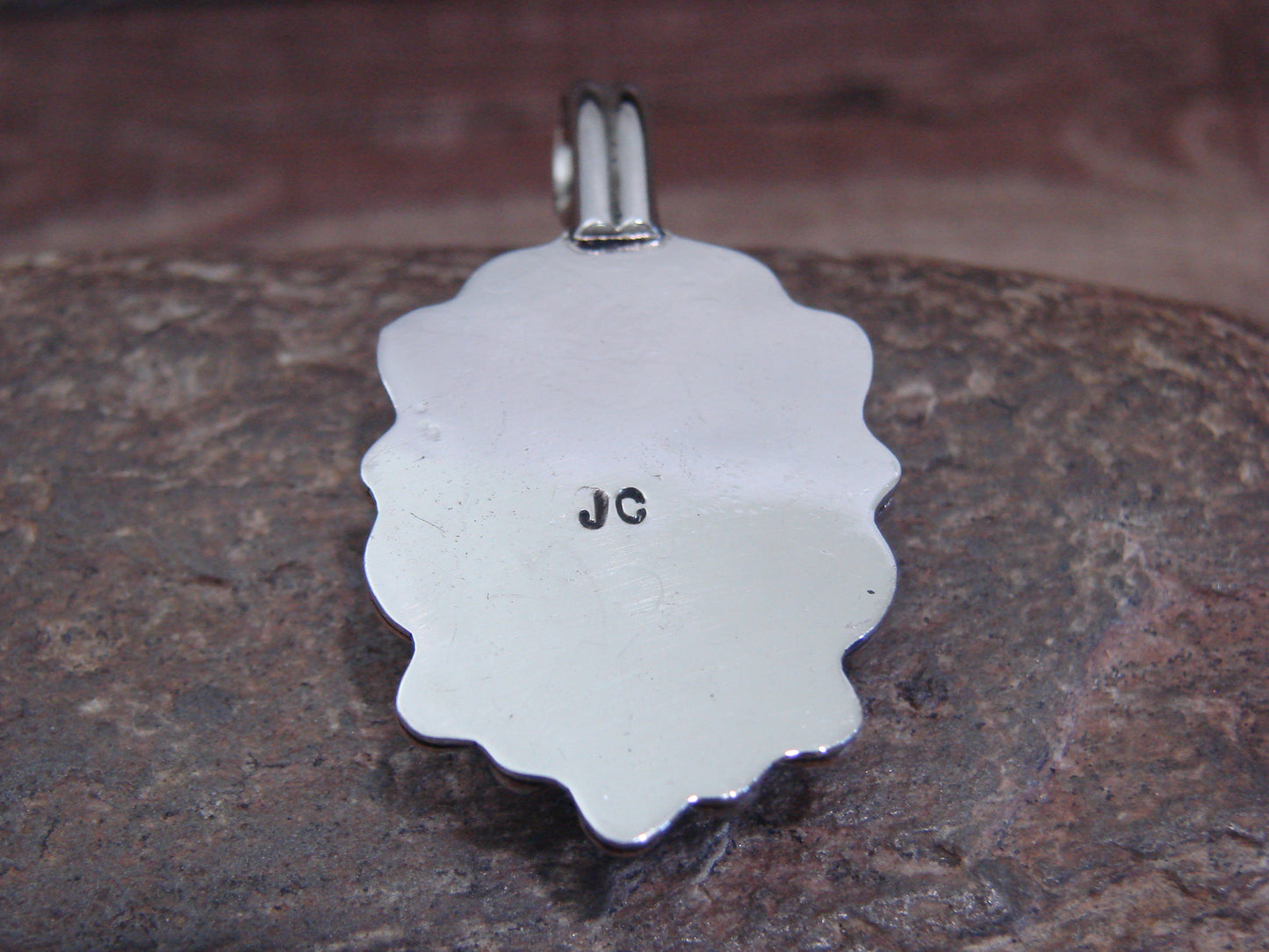 Native American Nickel Silver & Howlite Pendant - Cleveland