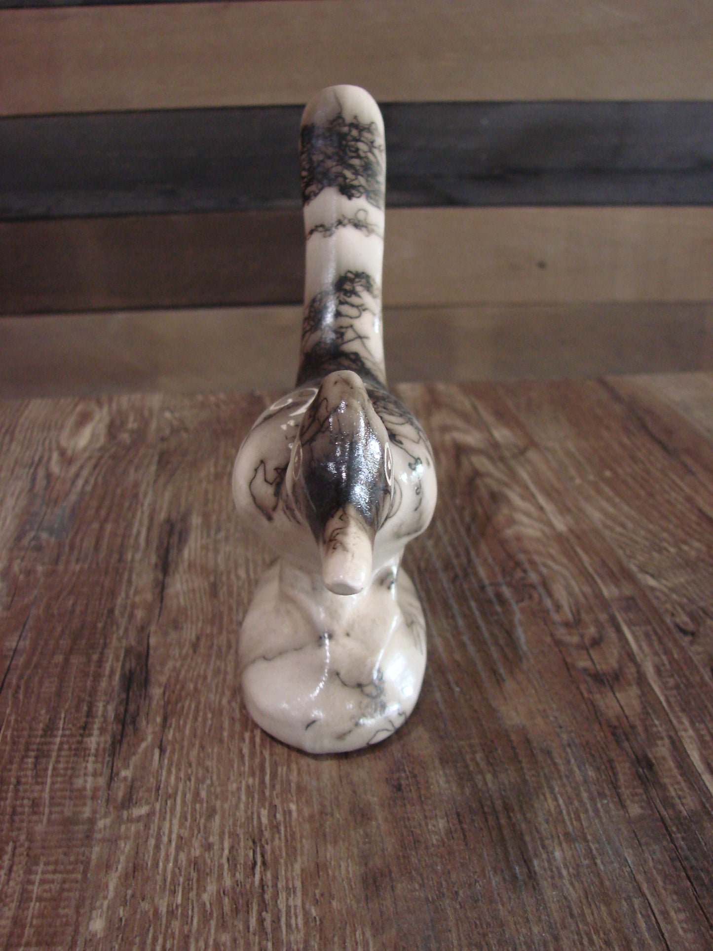 Native American Pottery Horse Hair Road Runner Sculpture by Vail