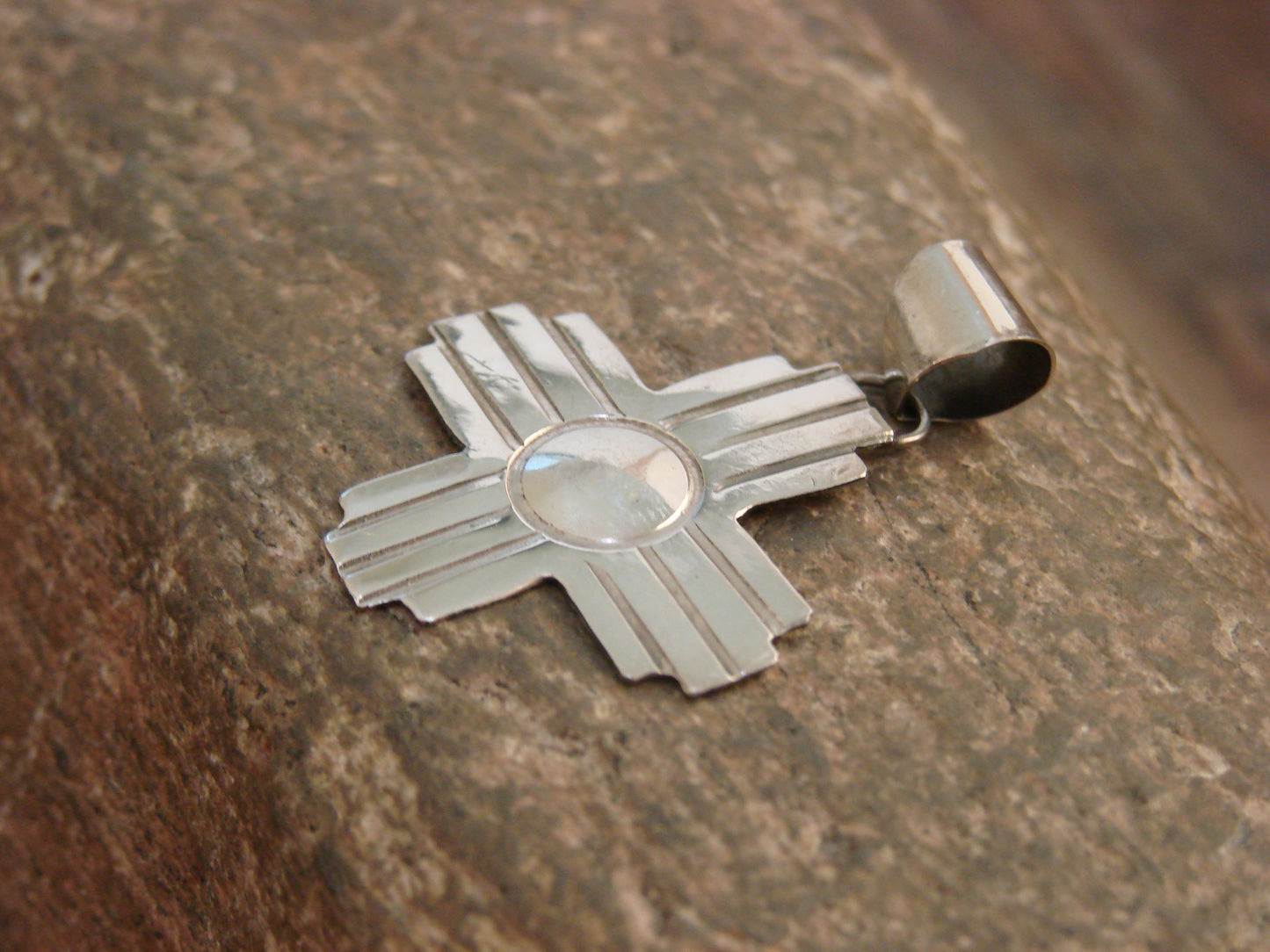 Native American Navajo Indian Sterling Silver Zia Pendant by Platero