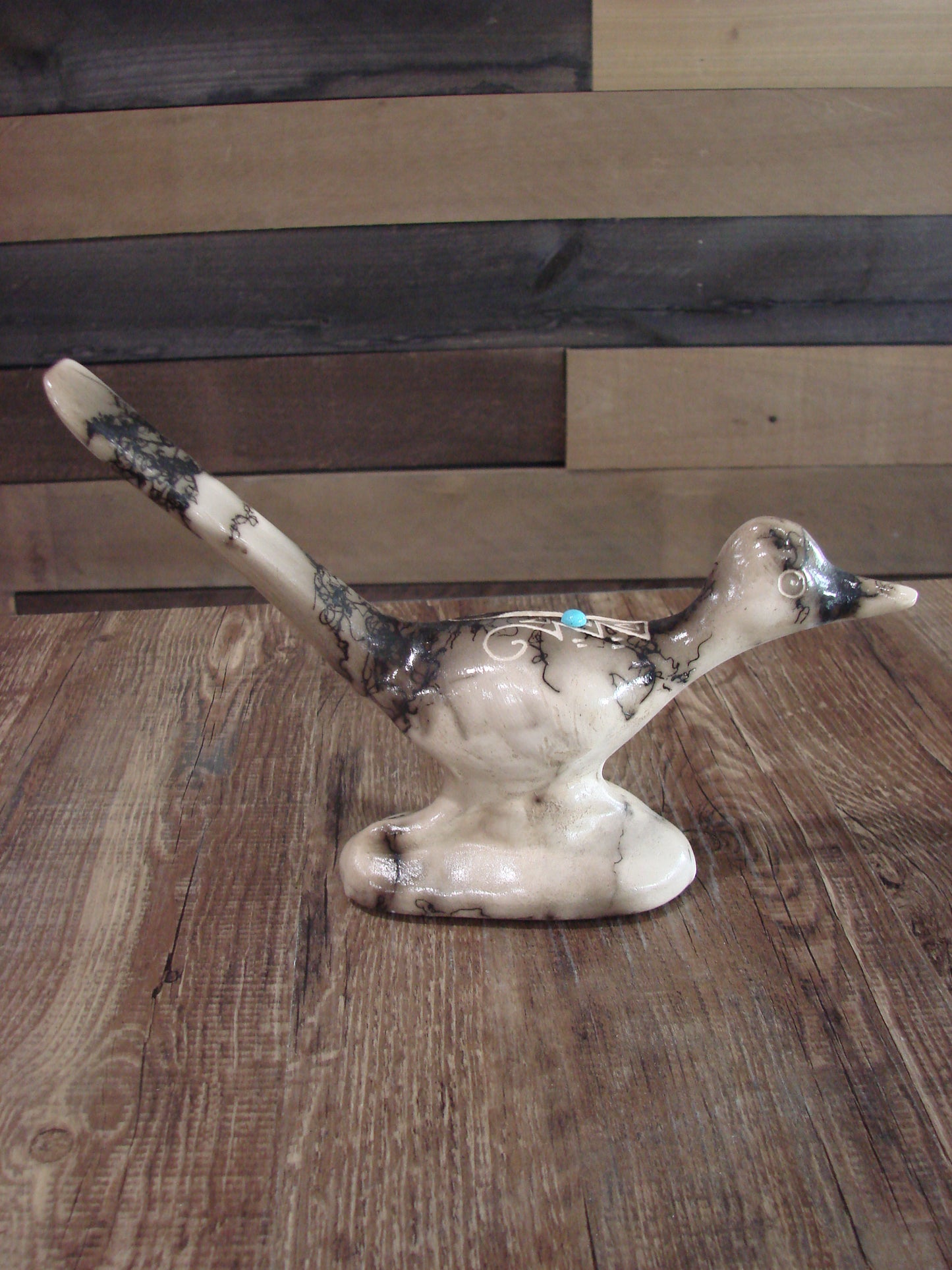 Native American Pottery Horse Hair Road Runner Sculpture by Vail