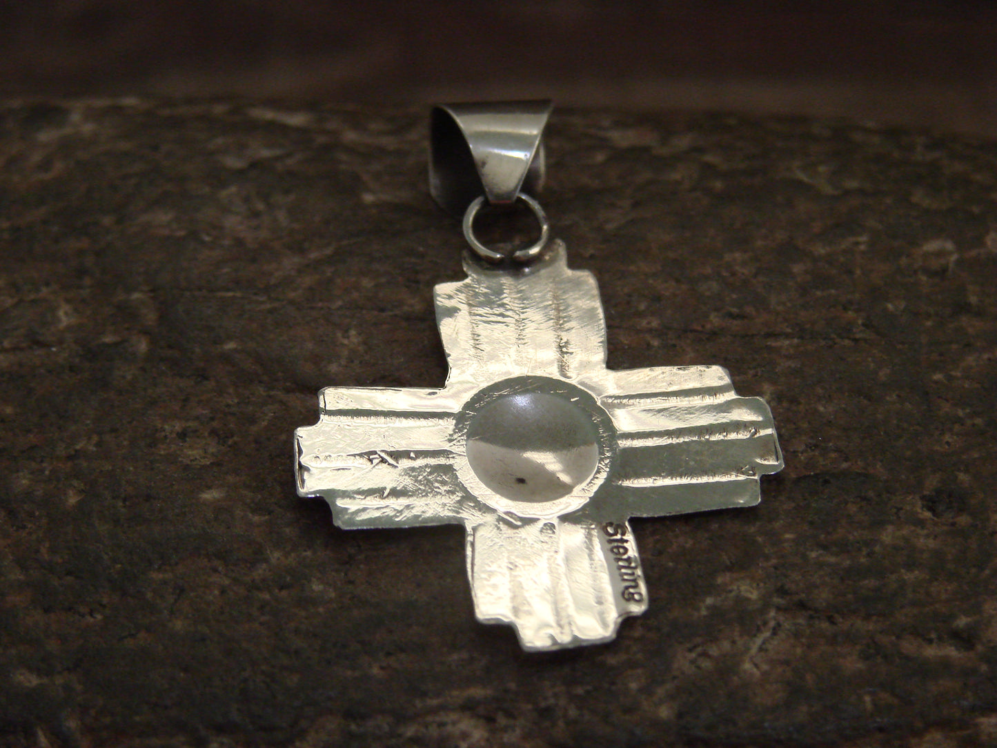Native American Navajo Indian Sterling Silver Zia Pendant by Platero