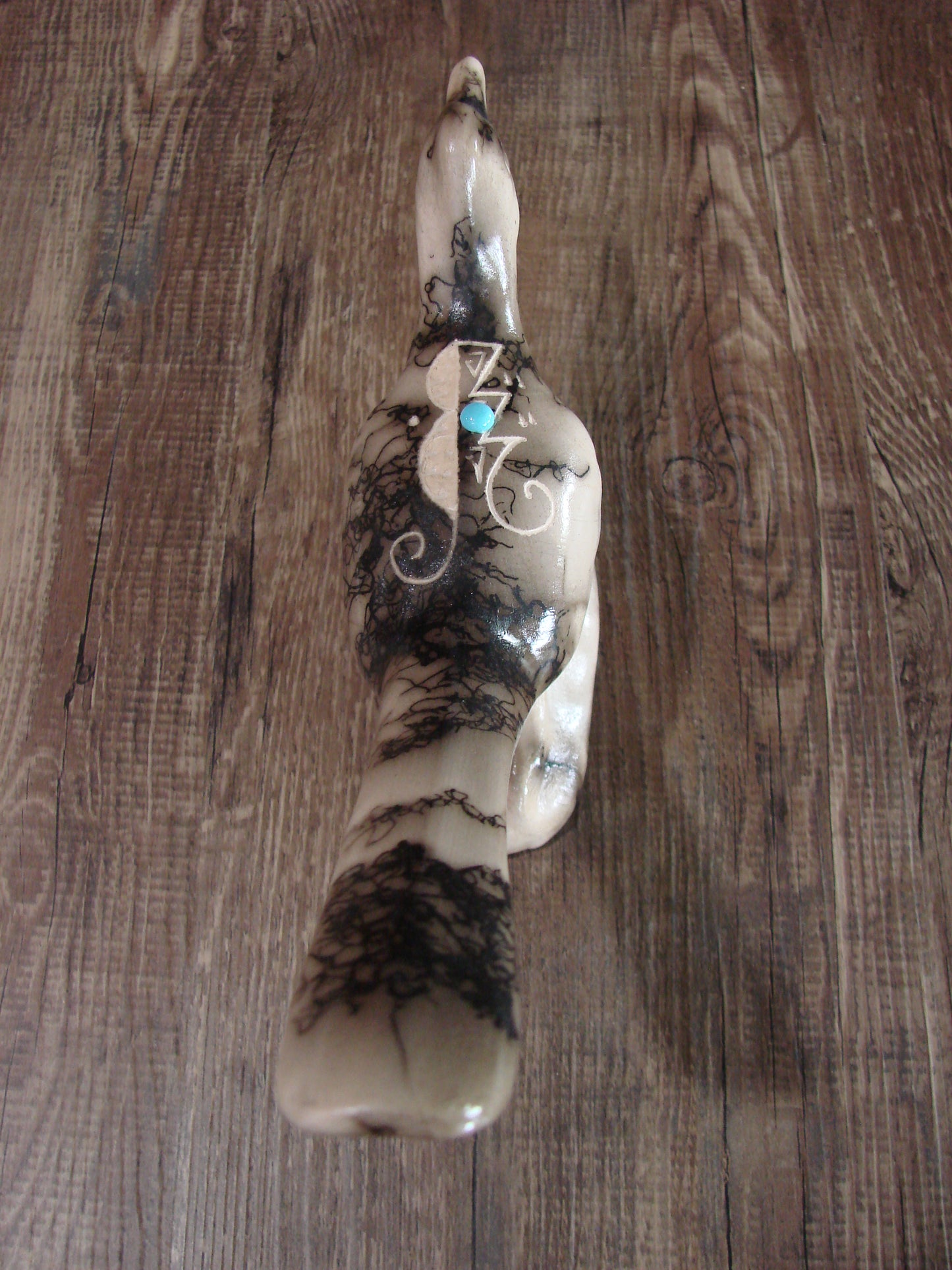 Native American Pottery Horse Hair Road Runner Sculpture by Vail