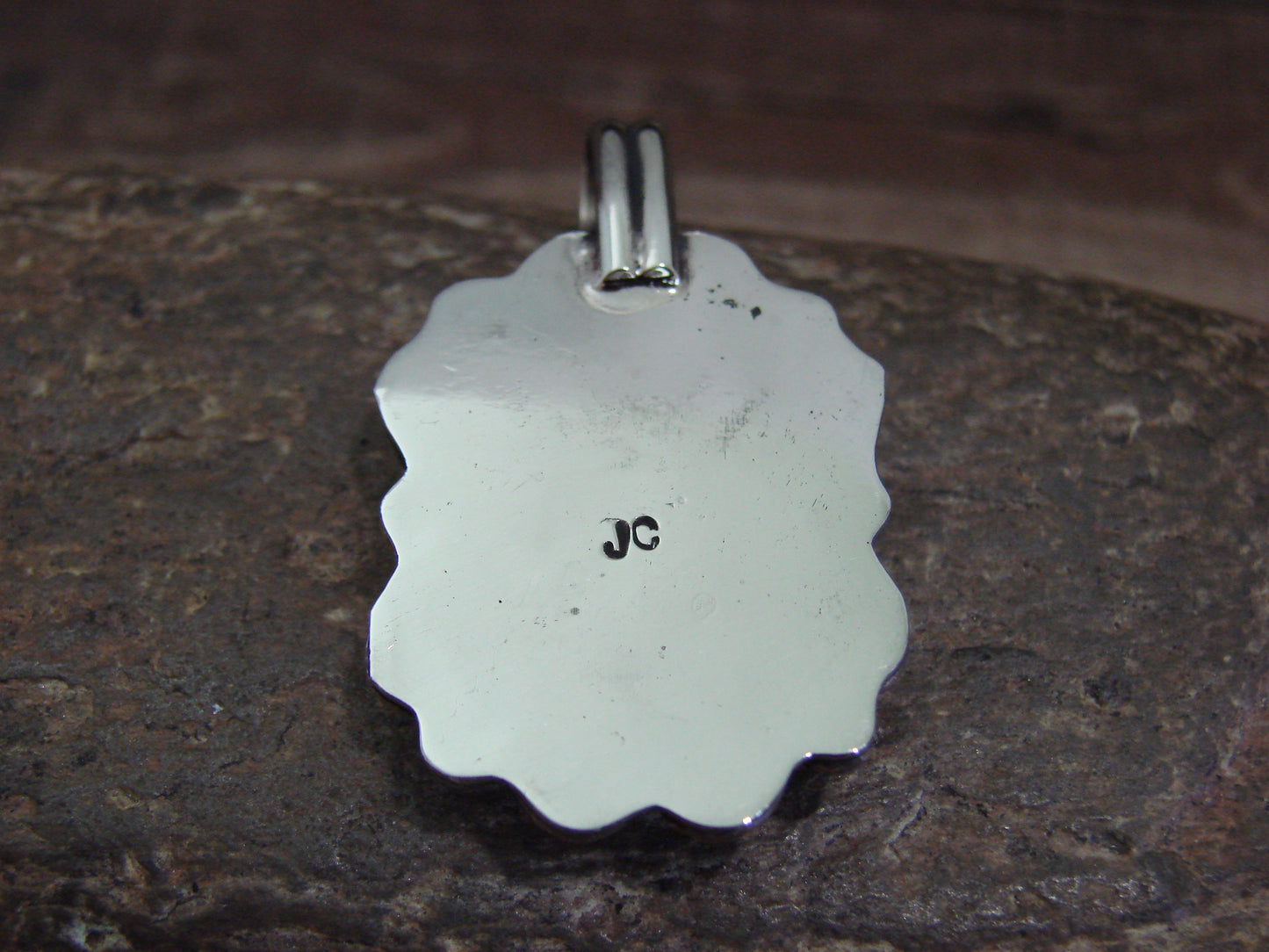 Native American Nickel Silver & Howlite Pendant - Cleveland