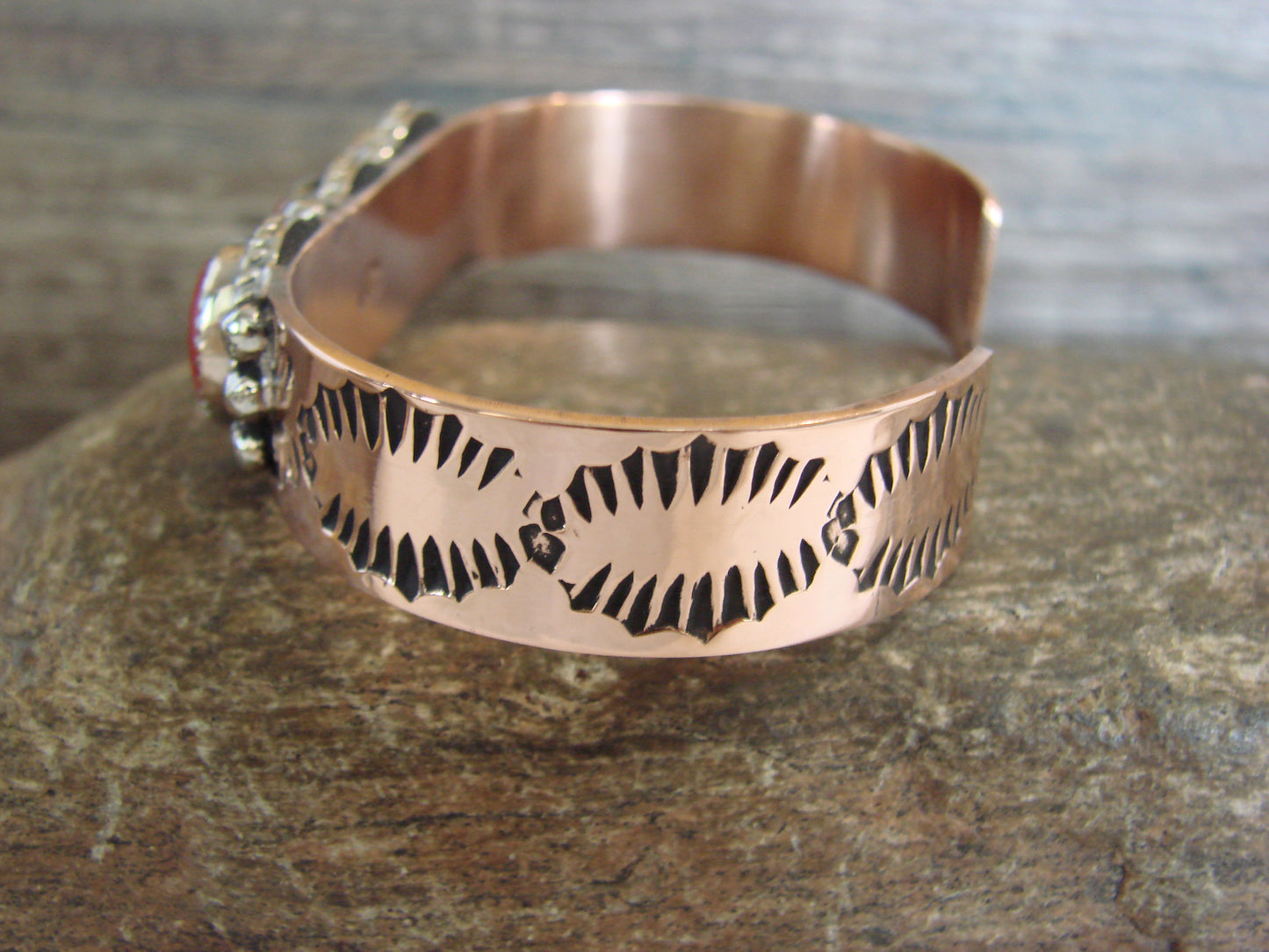 Native American Copper & Coral Bracelet by Cleveland