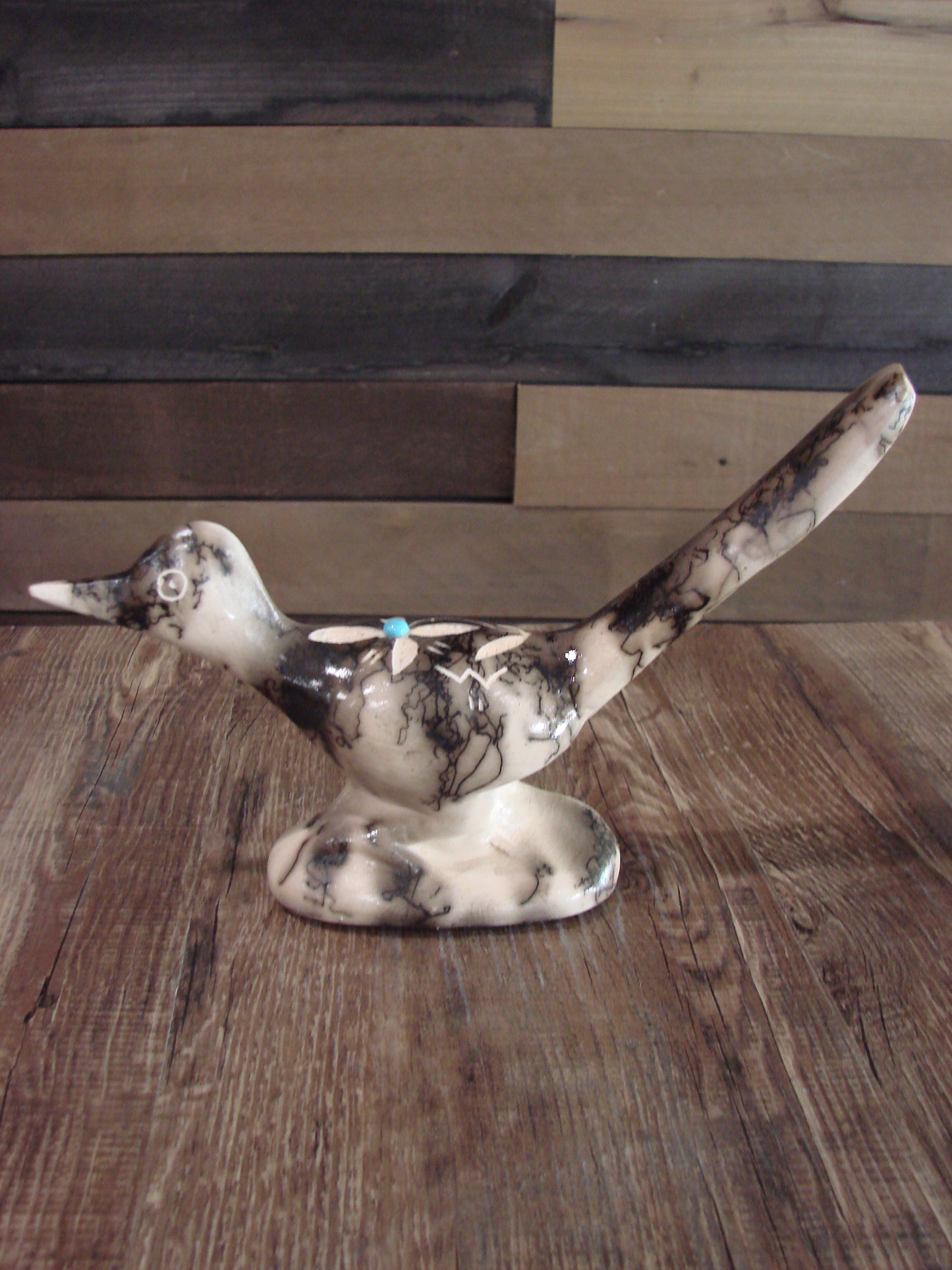 Native American Pottery Horse Hair Road Runner Sculpture by Vail