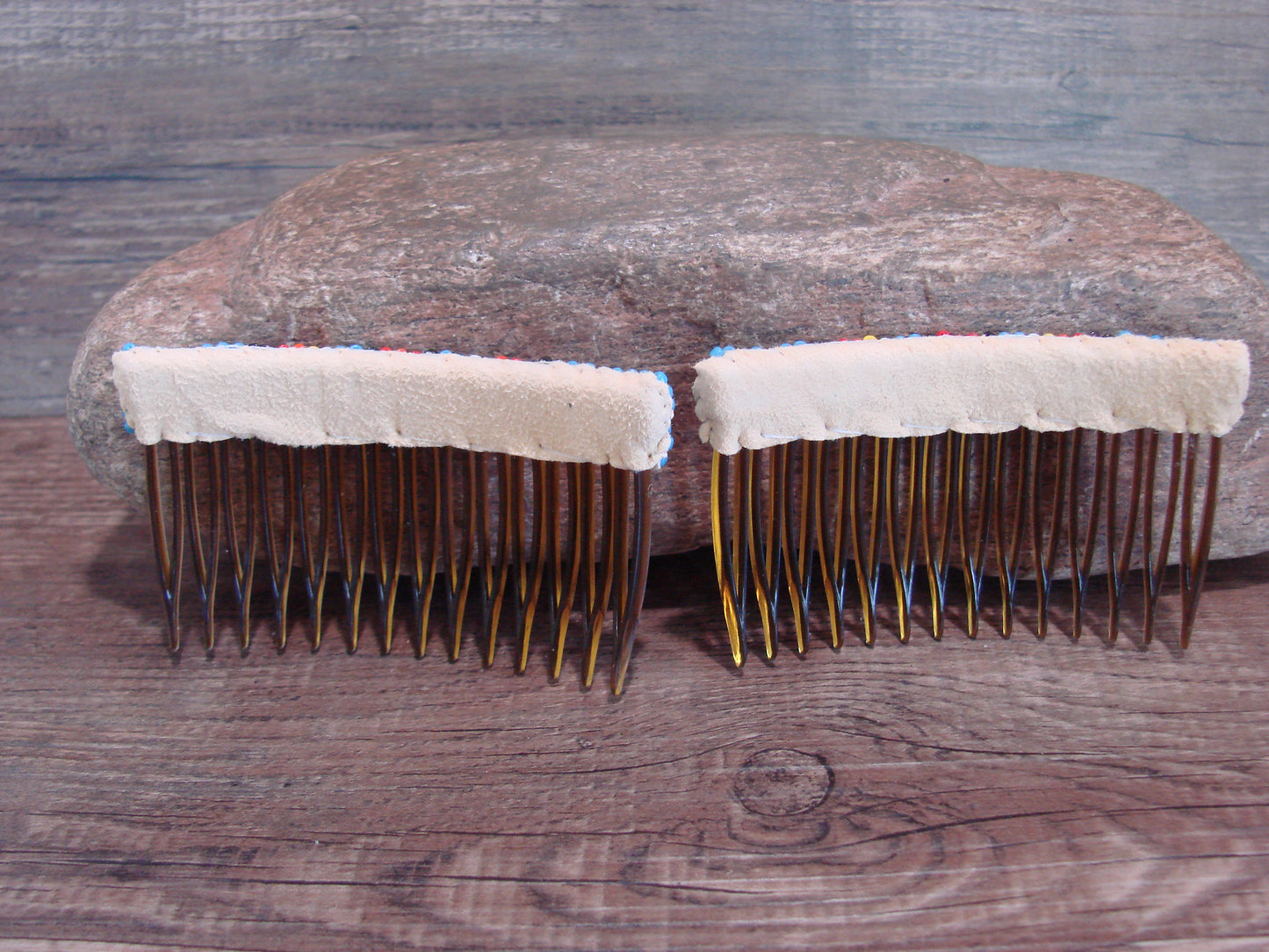 Native American Navajo Indian Hand Beaded Hair Comb Set by Cleveland