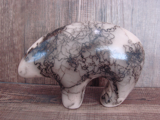 Navajo Pottery Horse Hair Bear Sculpture by Vail