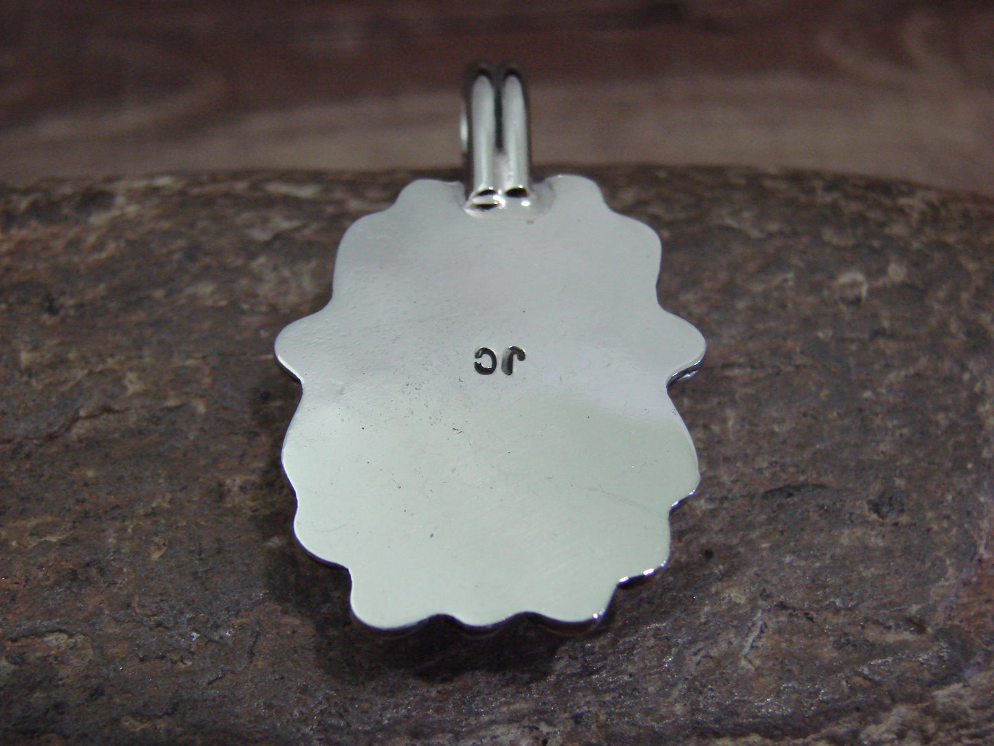 Native American Nickel Silver & Howlite Pendant - Cleveland