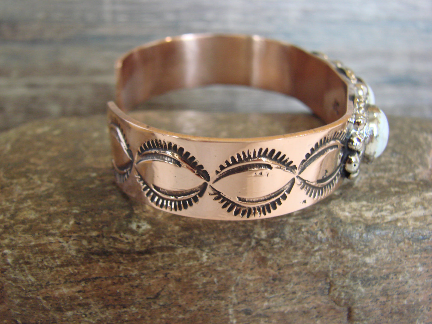 Native American Copper & Howlite Bracelet by Cleveland