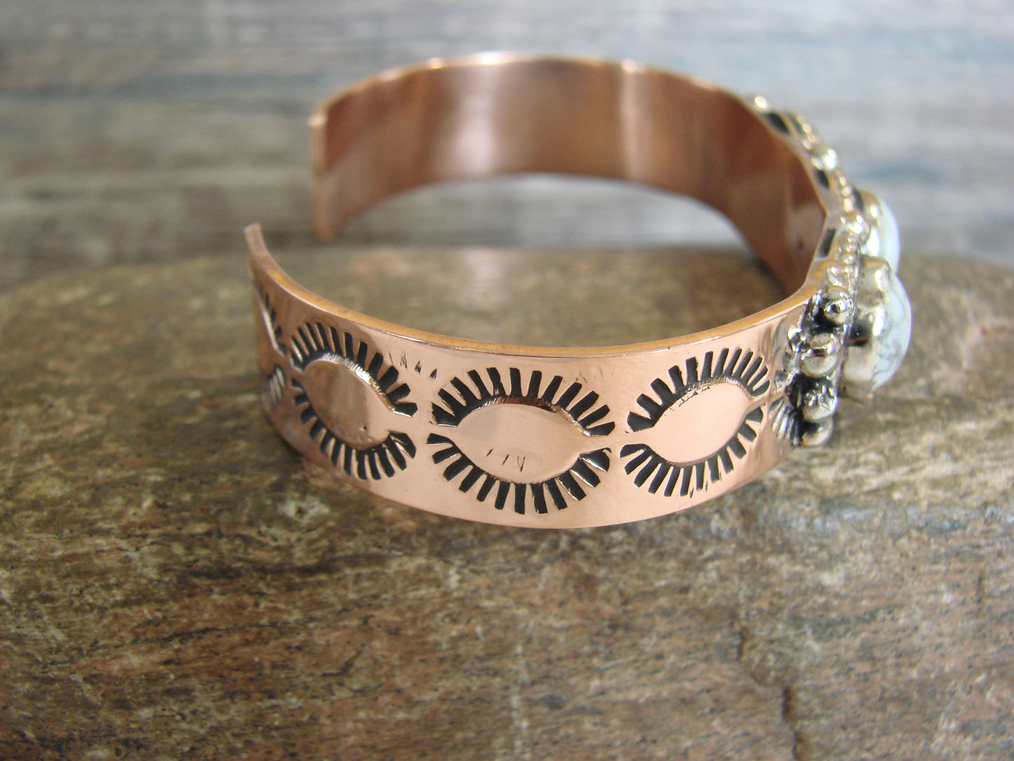 Native American Copper & Howlite Bracelet by Cleveland