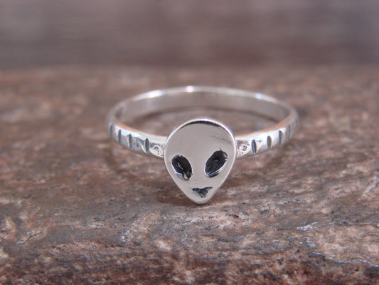 Native American Indian Sterling Silver Alien Ring - Lopez - Size 5.5