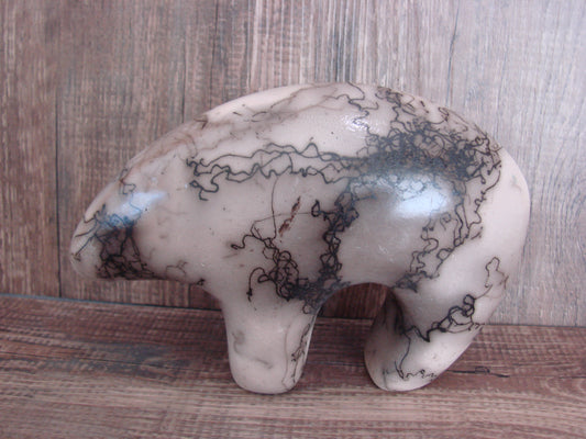 Navajo Pottery Horse Hair Bear Sculpture by Vail