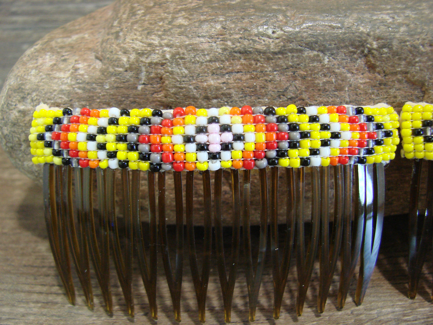 Native American Navajo Indian Hand Beaded Hair Comb Set by Cleveland
