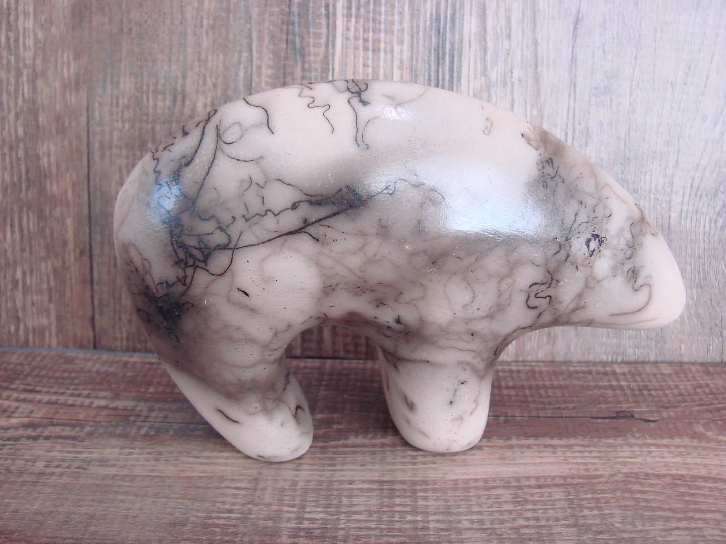 Navajo Pottery Horse Hair Bear Sculpture by Vail