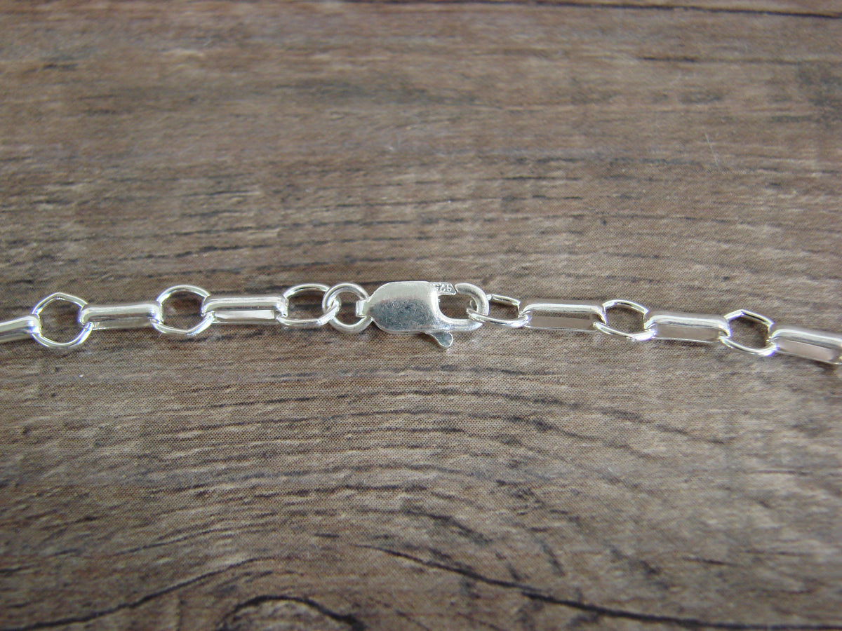 Native American Sterling Silver Multi Stone Inlay Link Necklace - Qualo