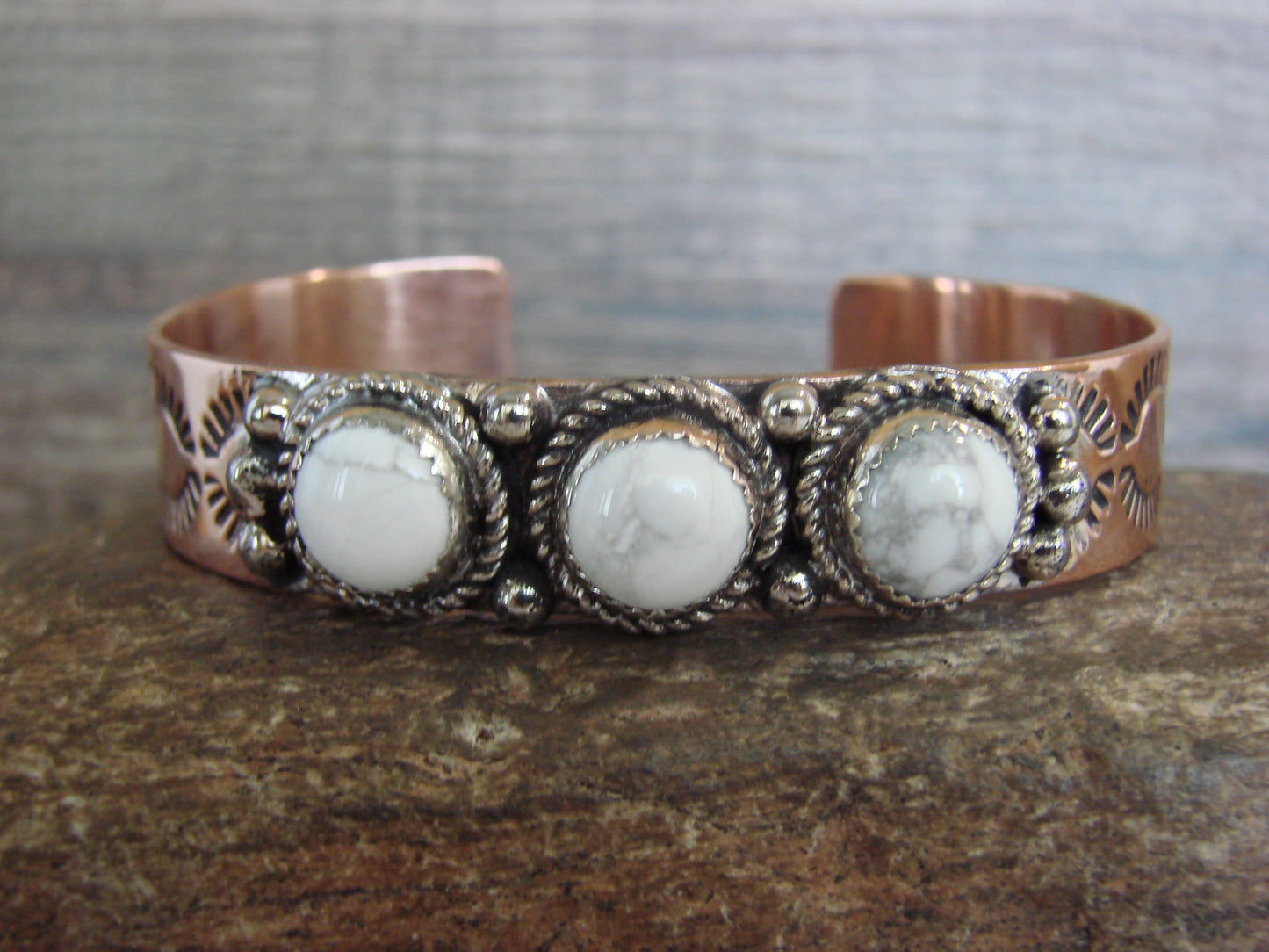 Native American Copper & Howlite Bracelet by Cleveland