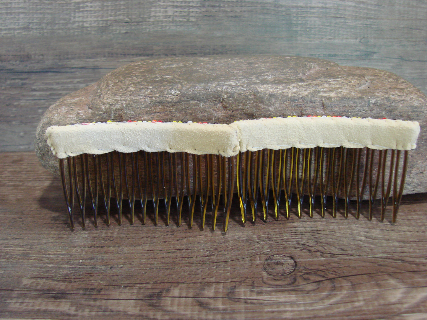 Native American Navajo Indian Hand Beaded Hair Comb Set by Cleveland