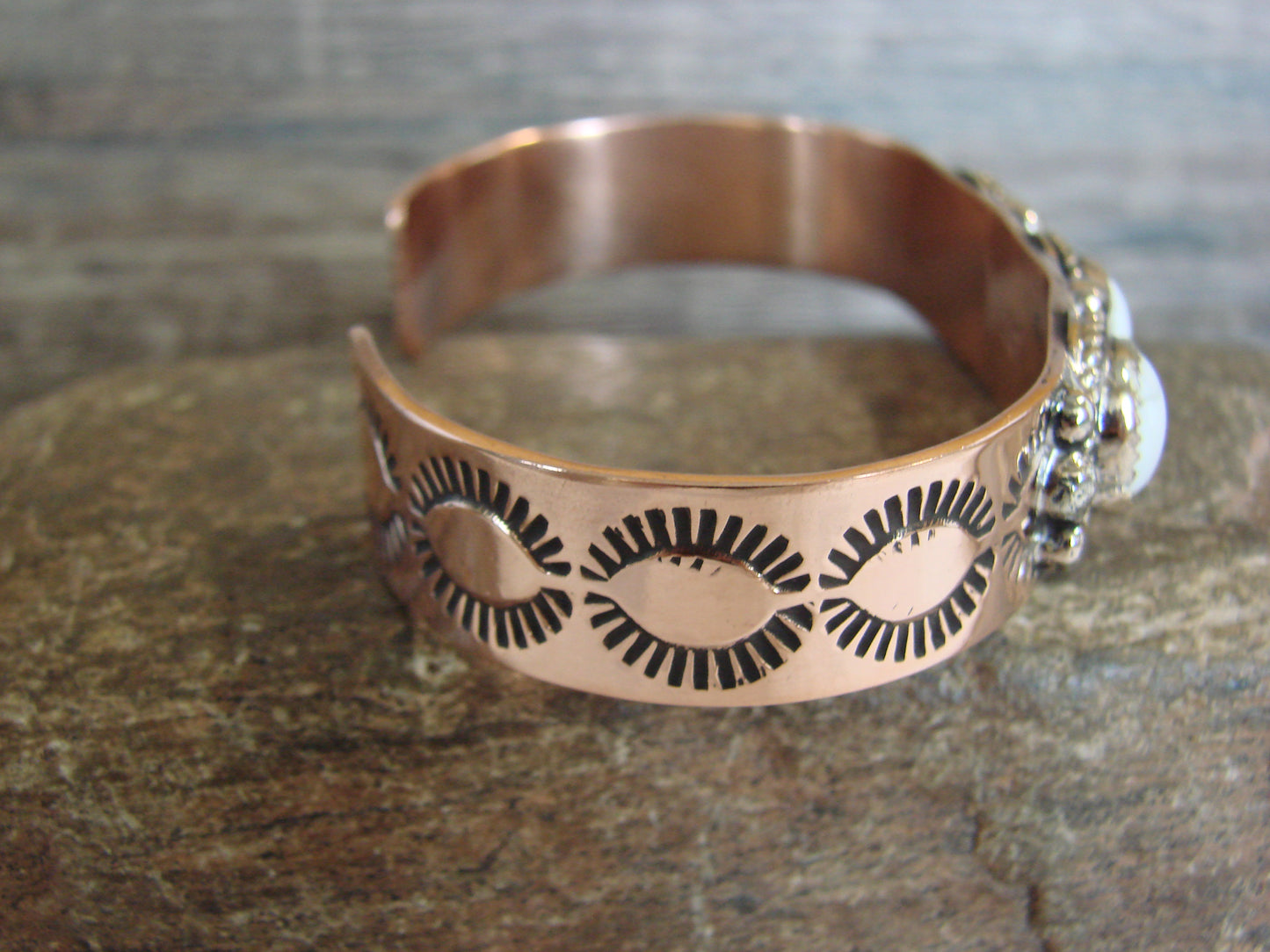 Native American Copper & Howlite Bracelet by Cleveland