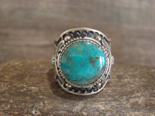 Native American Sterling Silver & Turquoise Ring - Lee - Size 13