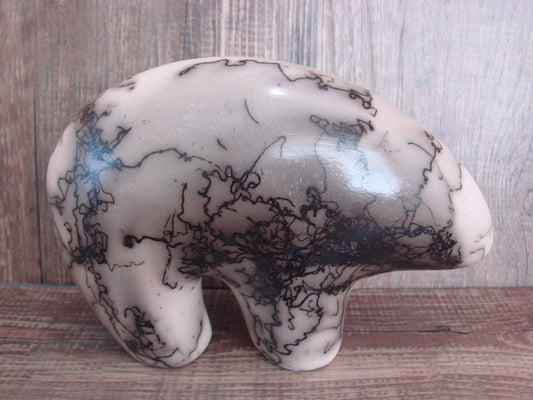 Navajo Pottery Horse Hair Bear Sculpture by Vail