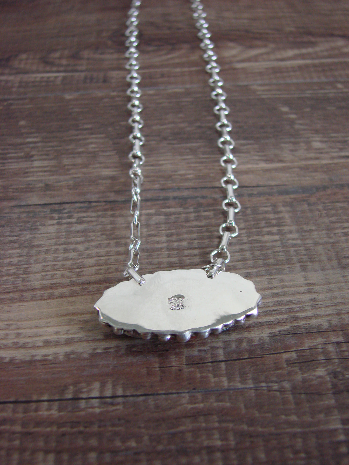 Native American Sterling Silver Multi Stone Inlay Link Necklace - Qualo
