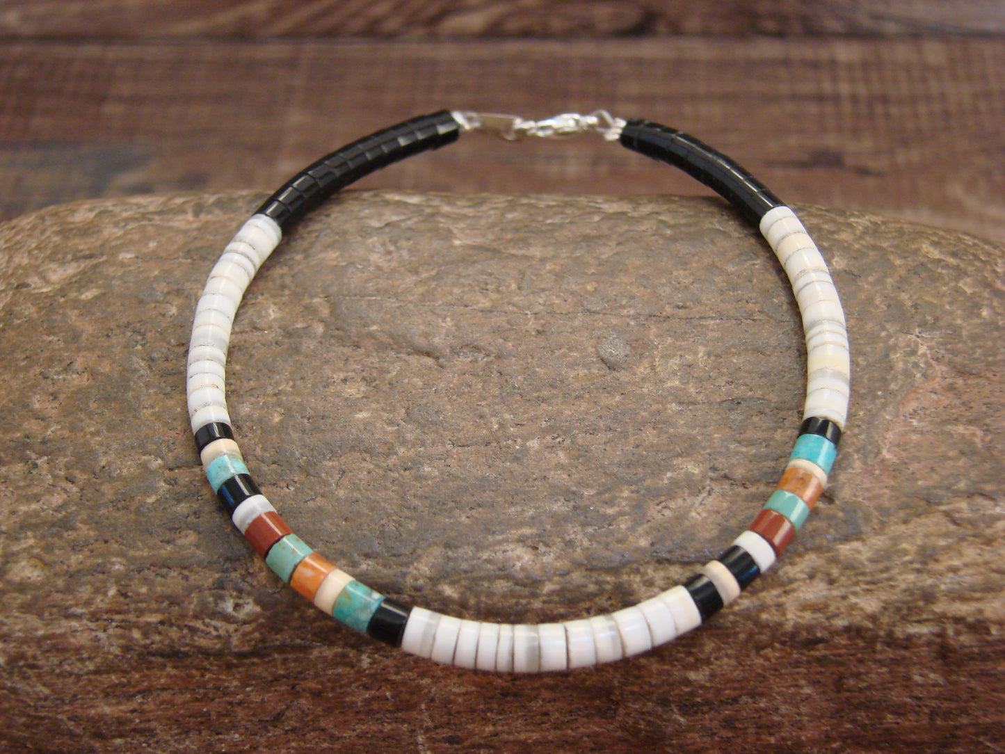 Native American White Shell Heishi Bracelet by Calabaza