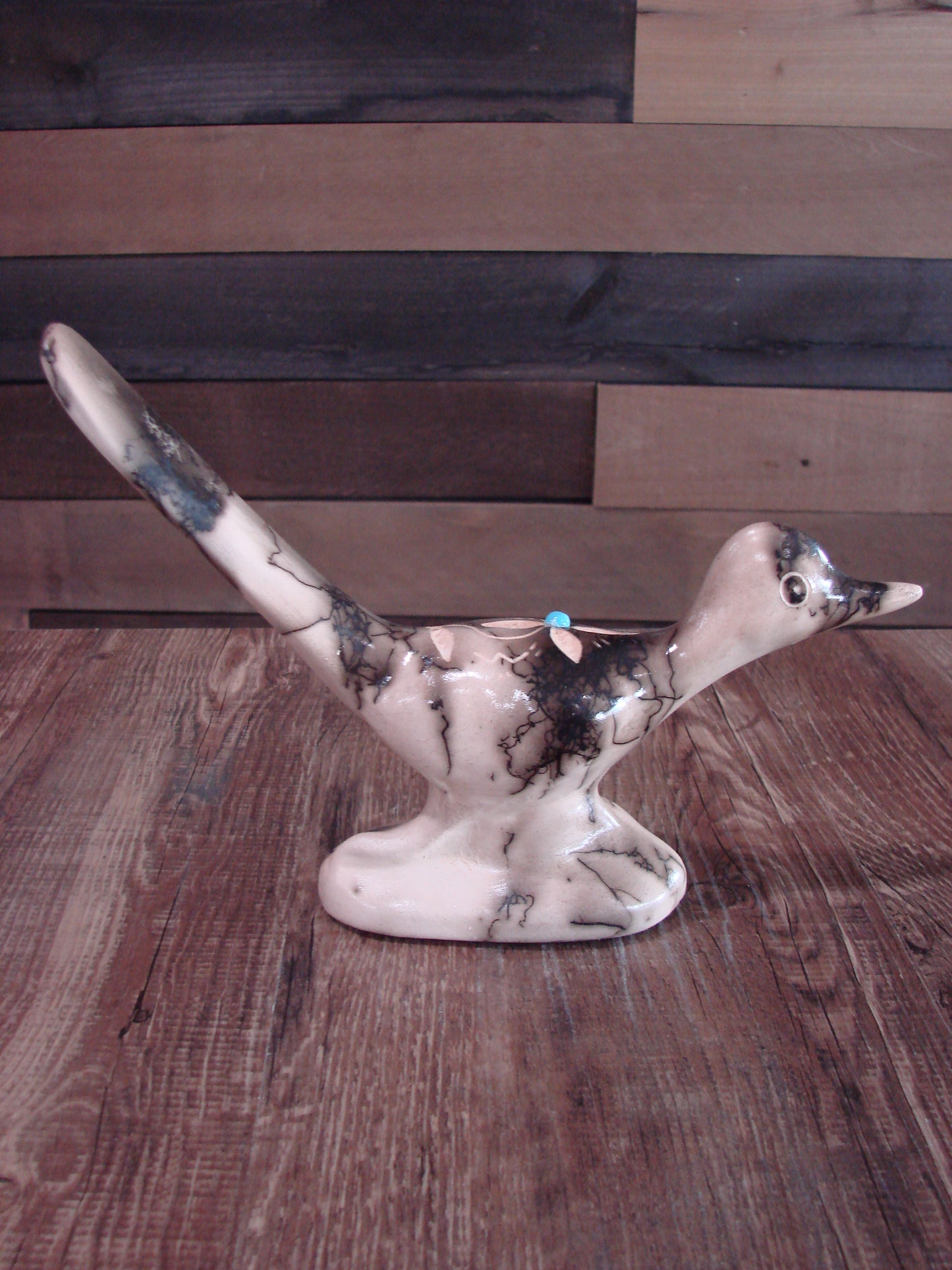 Native American Pottery Horse Hair Road Runner Sculpture by Vail