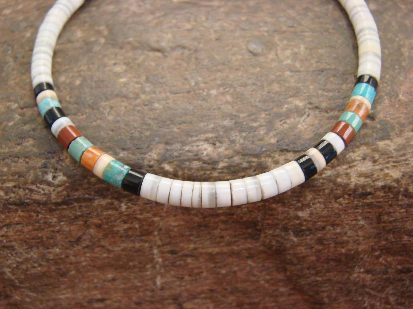 Native American White Shell Heishi Bracelet by Calabaza