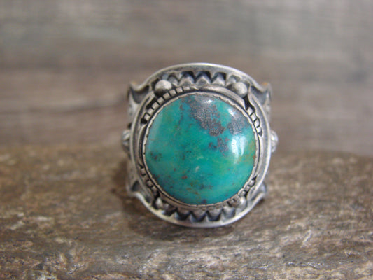 Native American Sterling Silver & Turquoise Ring - Lee - Size 14