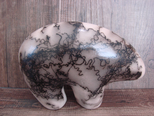 Navajo Pottery Horse Hair Bear Sculpture by Vail