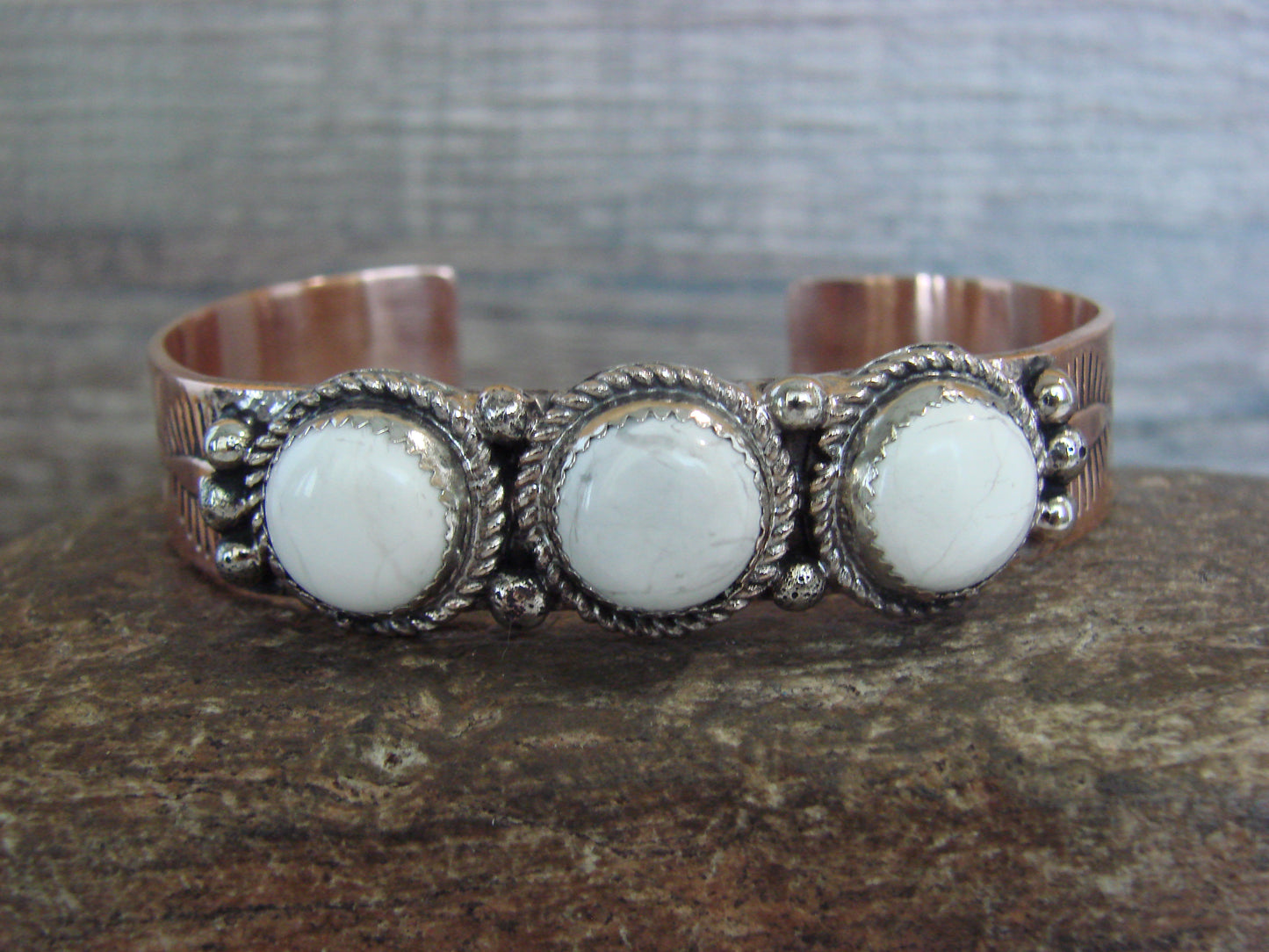 Native American Copper & Howlite Bracelet by Cleveland