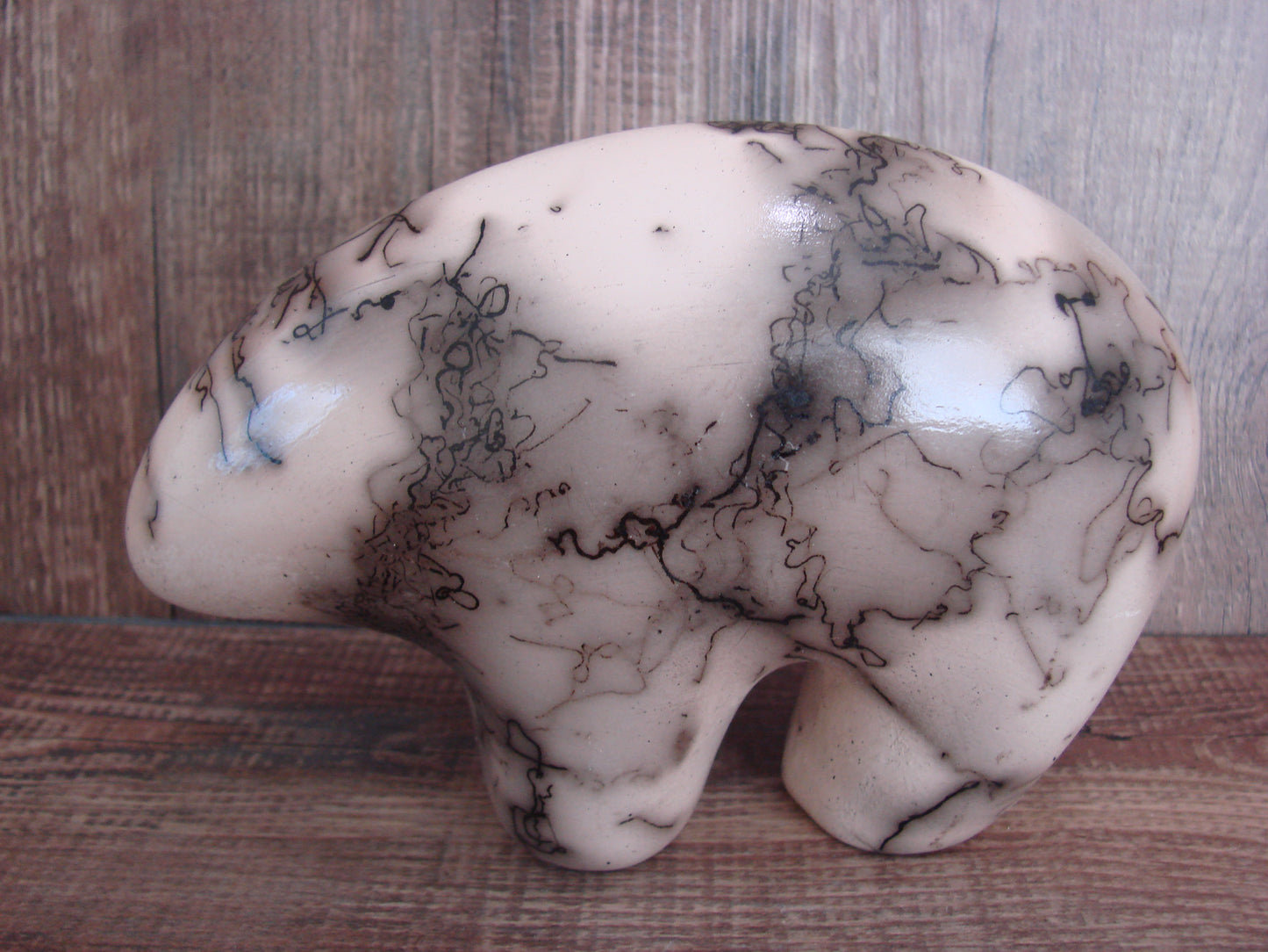 Navajo Pottery Horse Hair Bear Sculpture by Vail