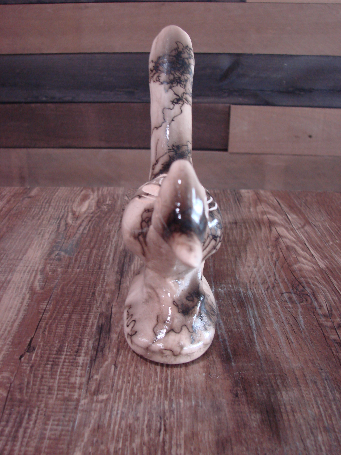Native American Pottery Horse Hair Road Runner Sculpture by Vail