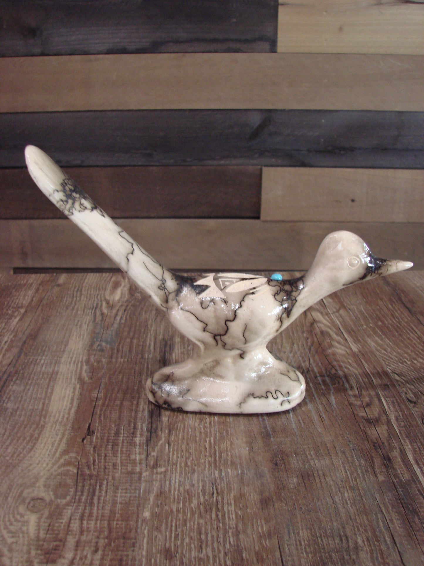 Native American Pottery Horse Hair Road Runner Sculpture by Vail
