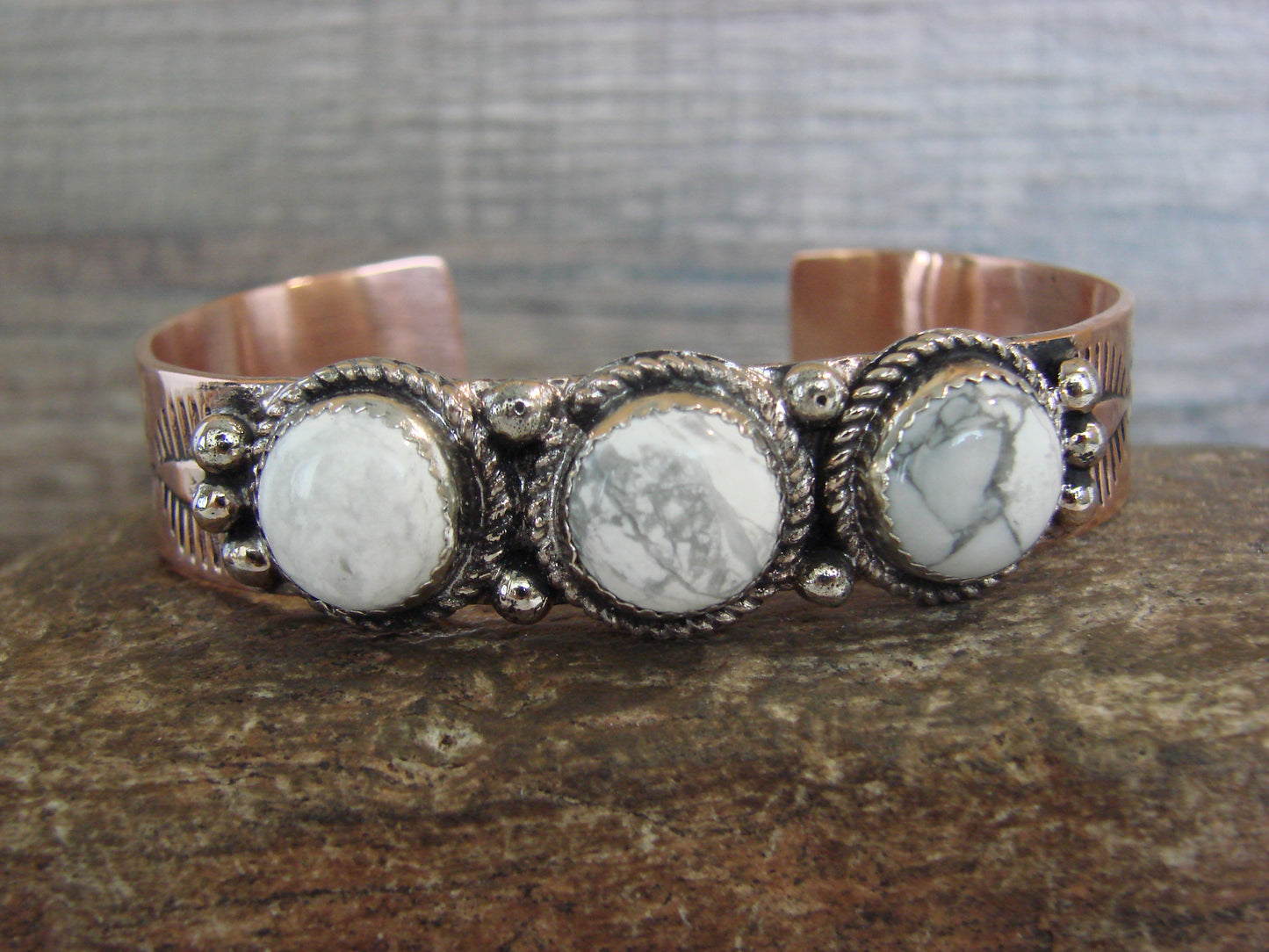 Native American Copper & Howlite Bracelet by Cleveland